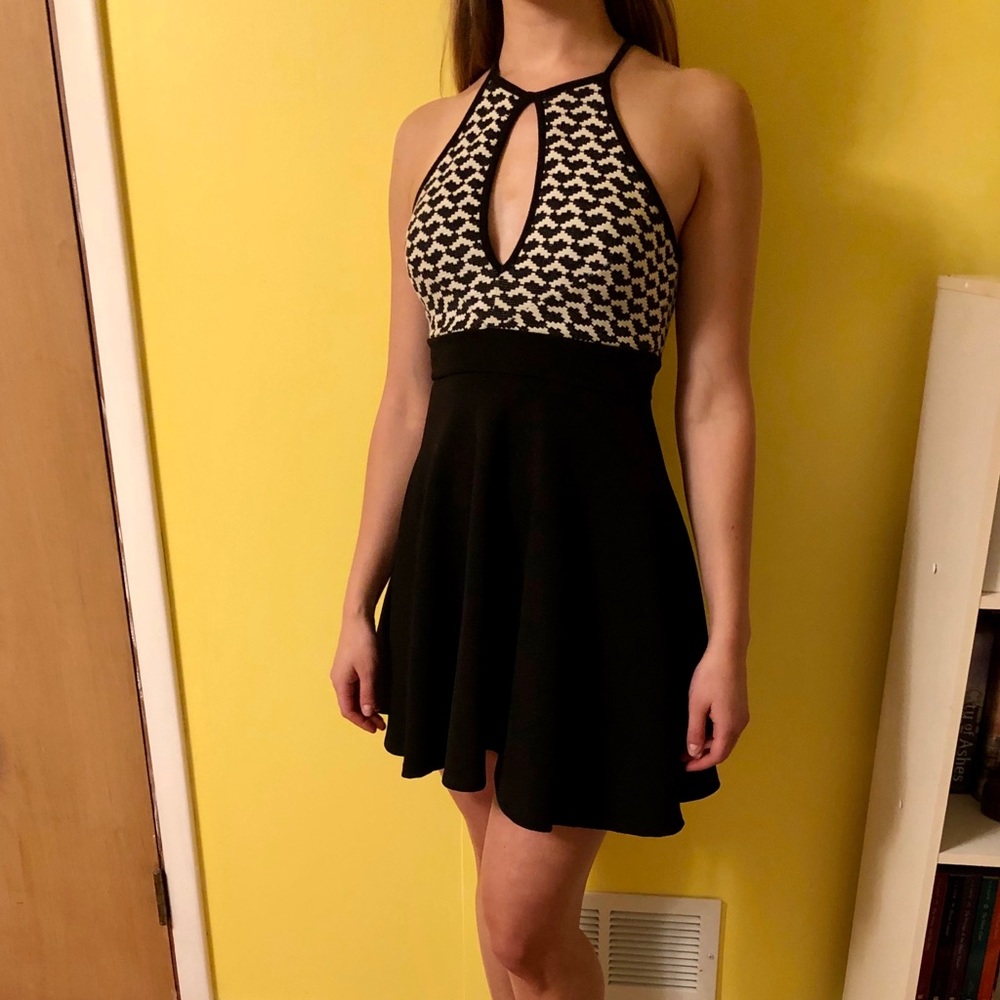 Black/White Houndstooth Cocktail Dress